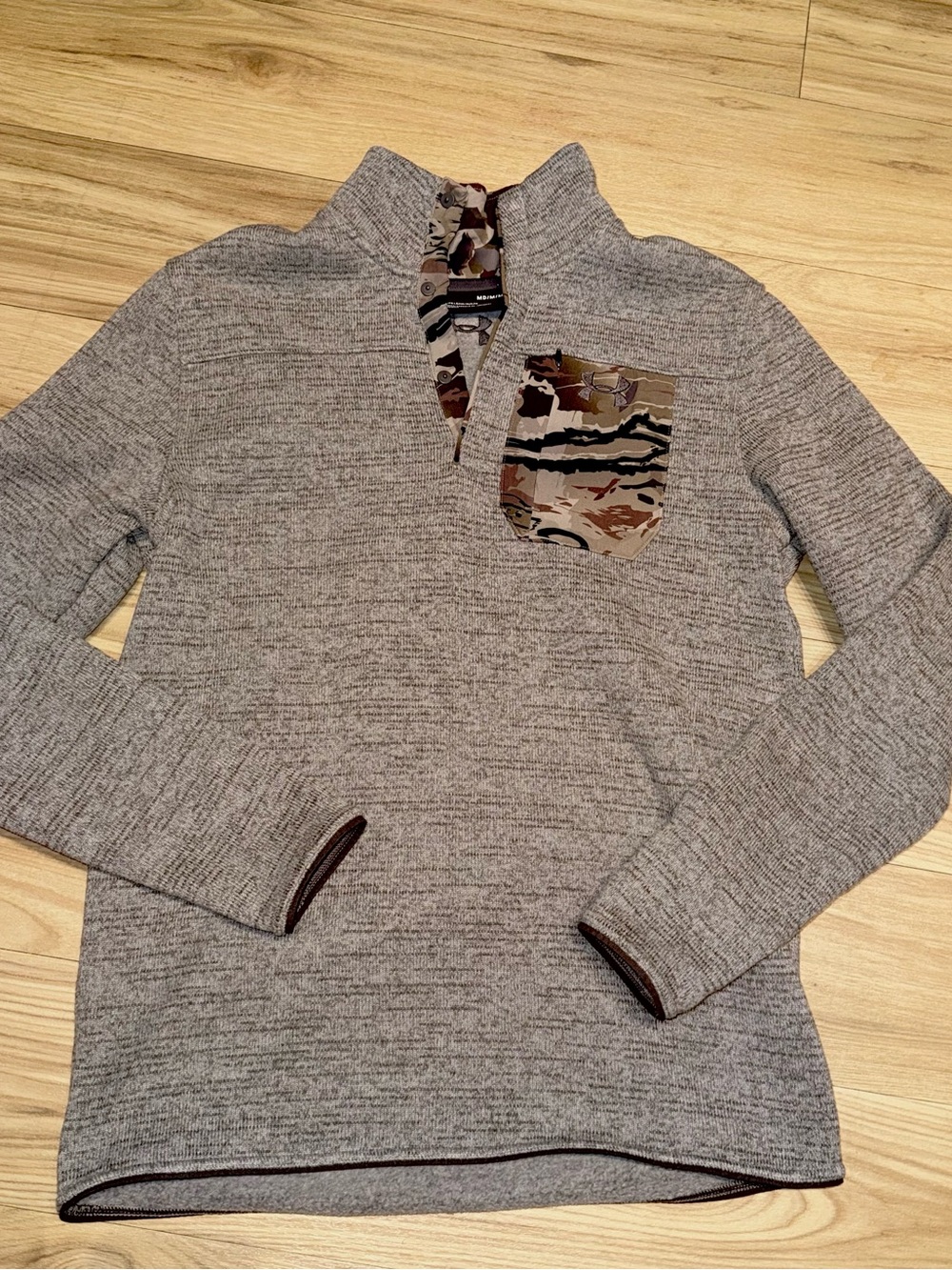 Under Armour Men's Heather Gray Quarter-Zip hunting camo men’s medium like new